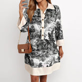 Molla - Women's 3/4 Sleeve Print Shirt Dress